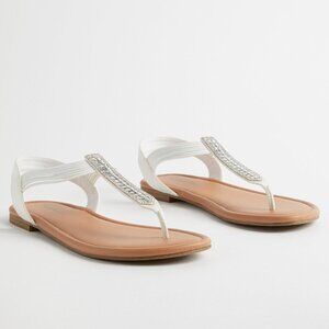 Torrid White Stretch T-Strap Slide (11WW)